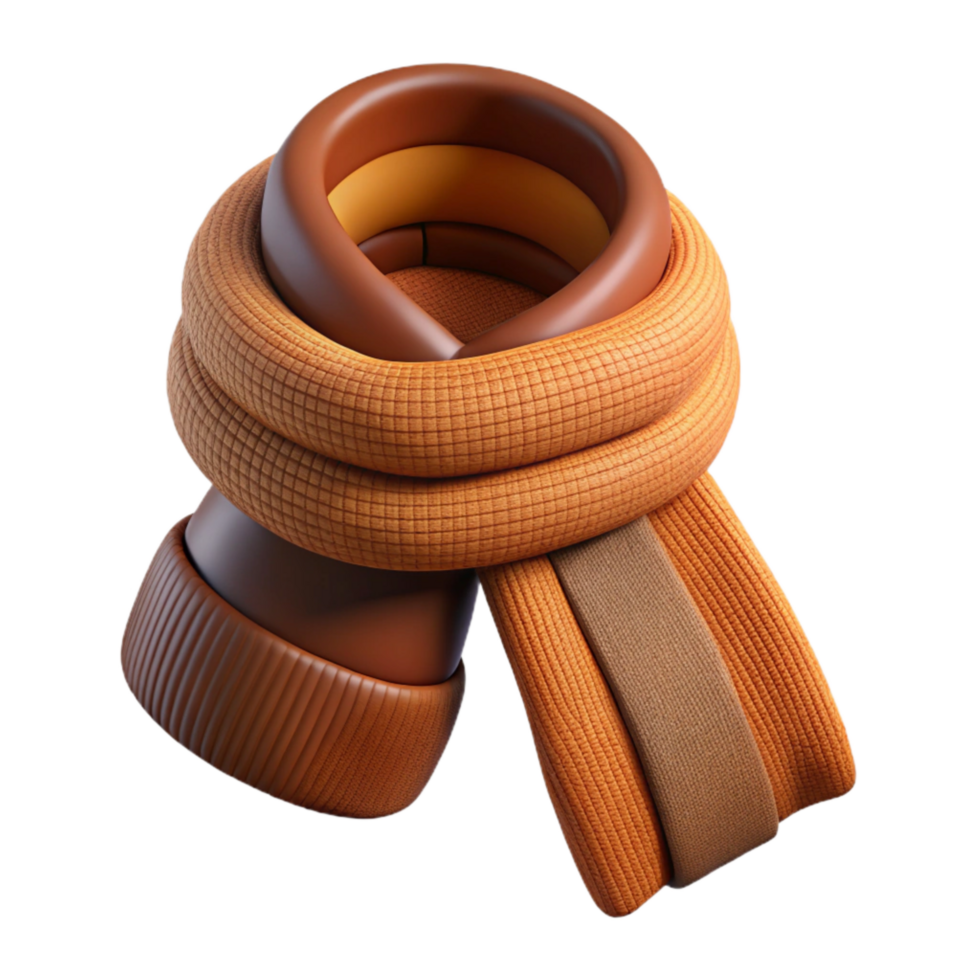 elegant creative Knitted Wool Scarf Warm Brown Tone Isolated Element png