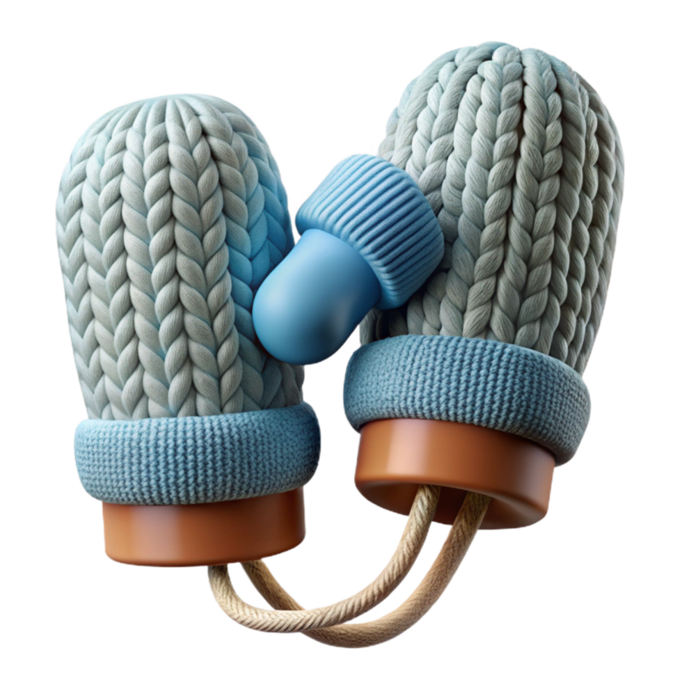 wonderful rustic Knitted Mittens with Cable Pattern Winter Style Isolated Element genuine png