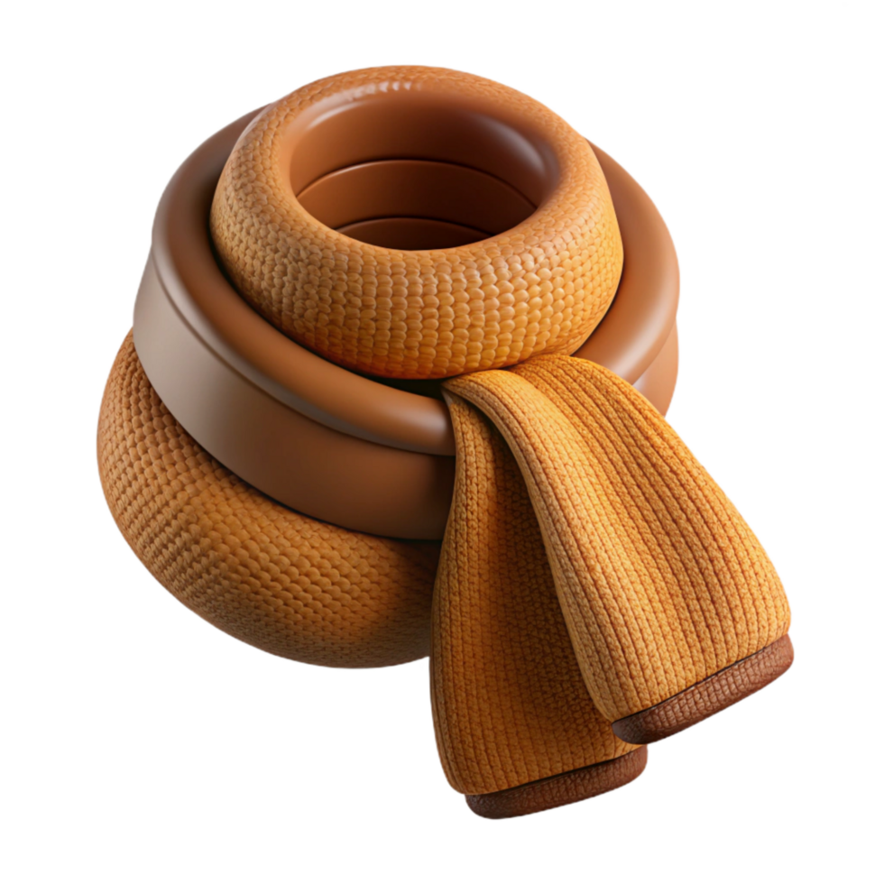 serene classic Knitted Wool Scarf Warm Brown Tone Isolated Element png