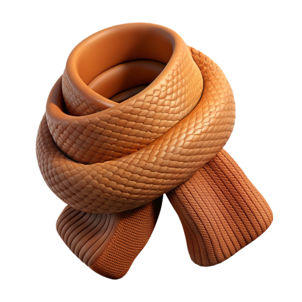 stunning abstract Knitted Wool Scarf Warm Brown Tone Isolated Element png