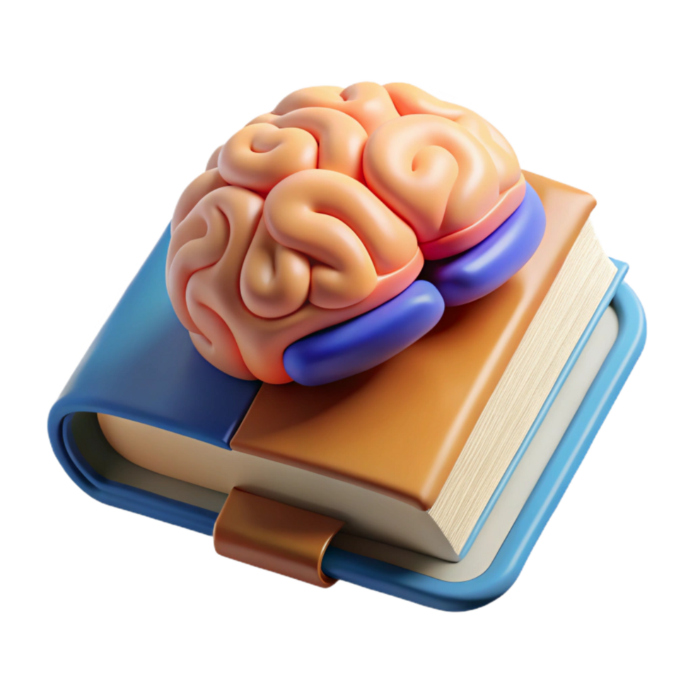 stunning vintage Knowledge Transfer Book and Brain Icon Transparent Background premium png