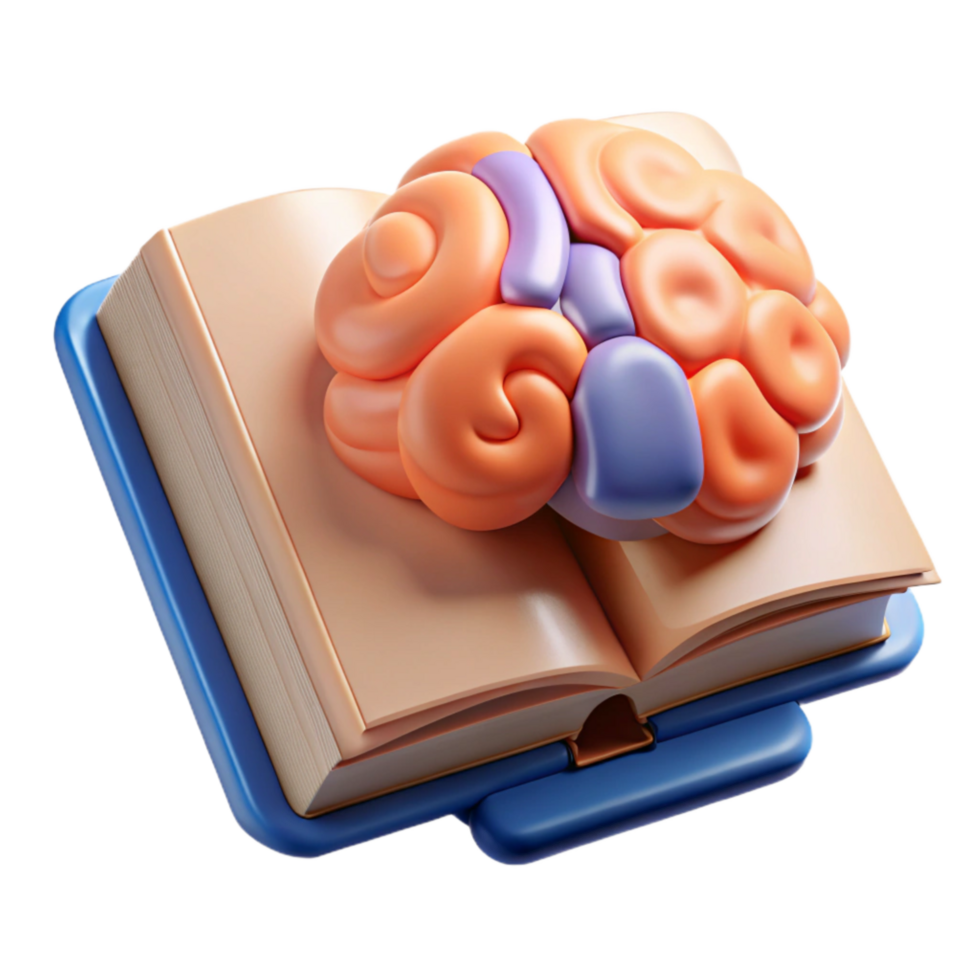 wonderful artistic Knowledge Transfer Book and Brain Icon Transparent Background exclusive png