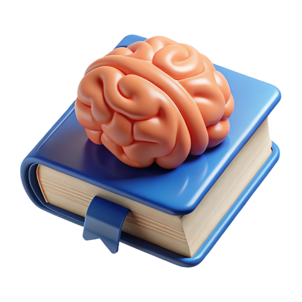 stunning contemporary Knowledge Transfer Book and Brain Icon Transparent Background professional png