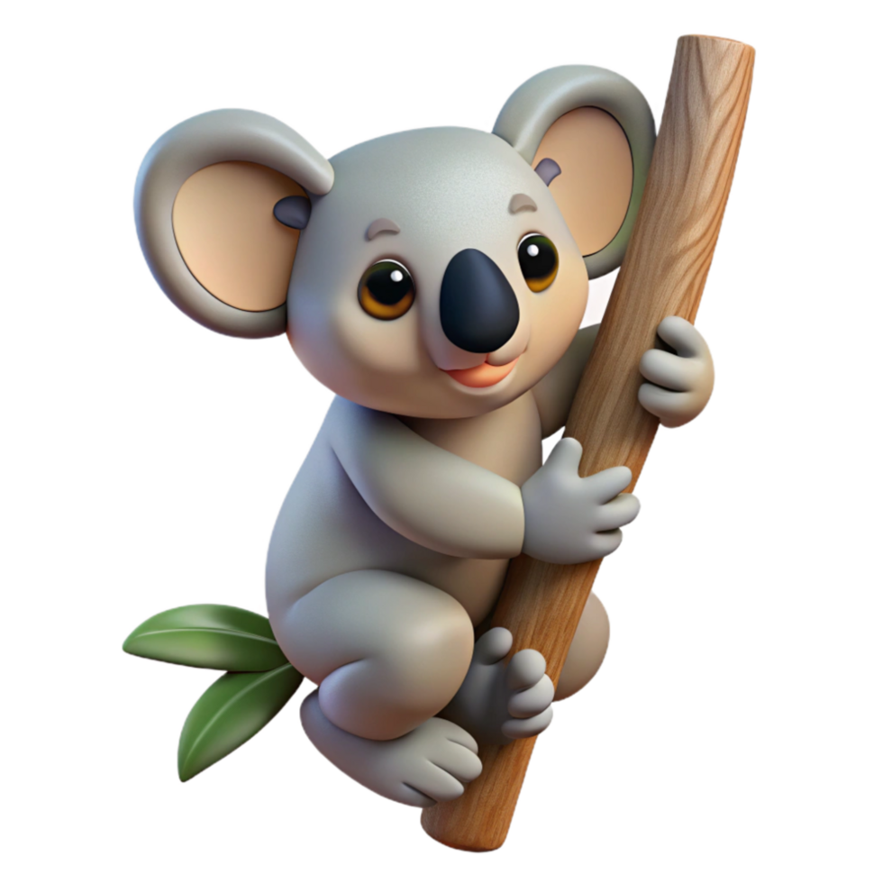 beautiful modern Koala Bear Climbing Tree Transparent Background high quality png
