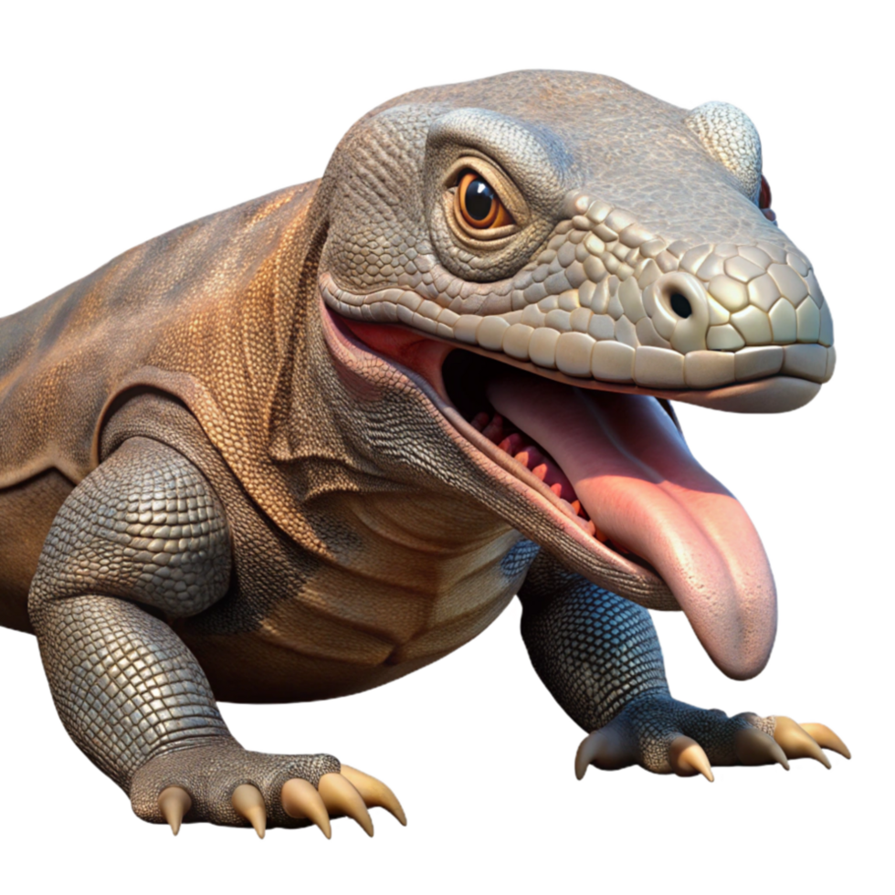 stunning creative Komodo Dragon Flicking Tongue Transparent Background authentic png