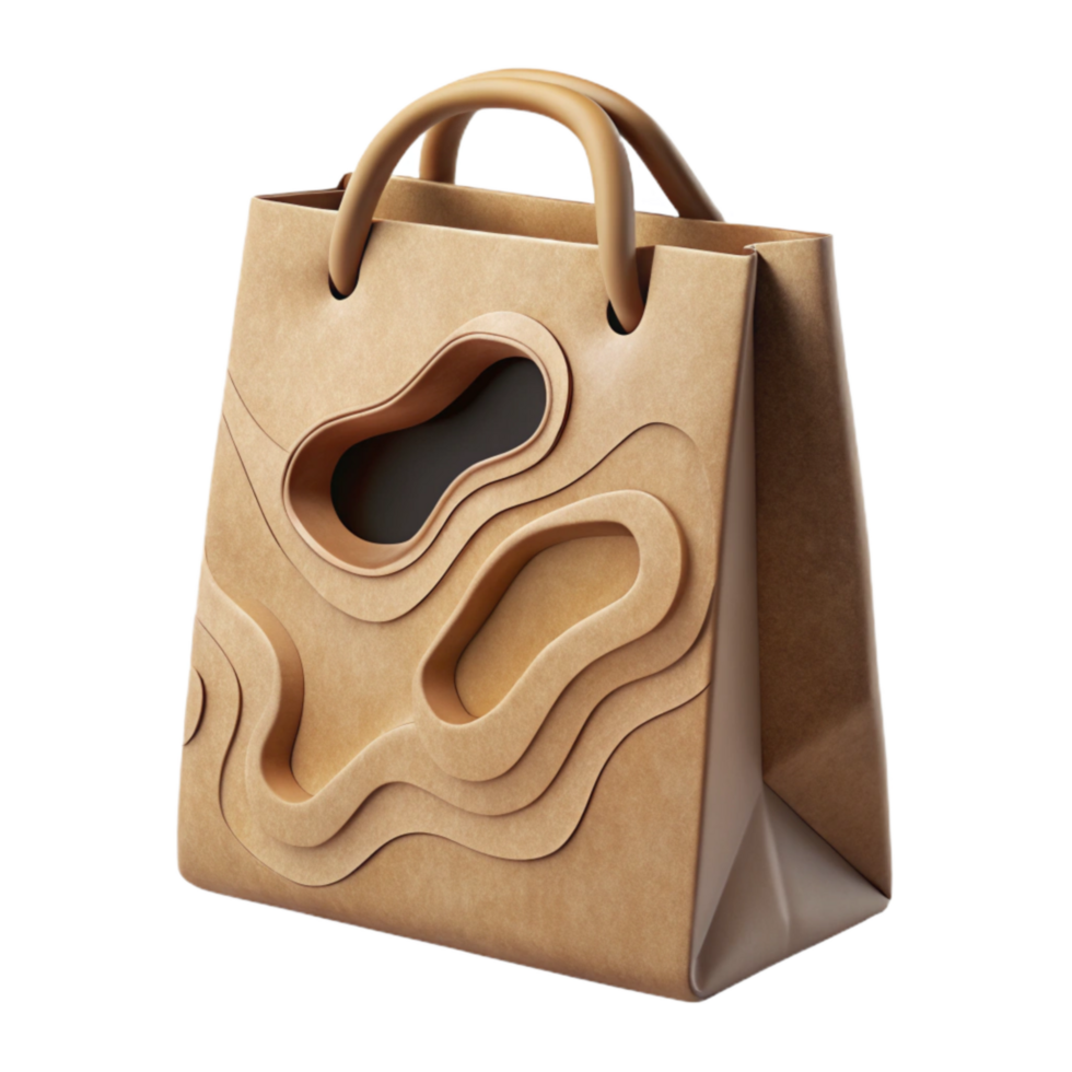 stunning vintage Kraft Paper Bag with Handle Cutout Transparent Background authentic png