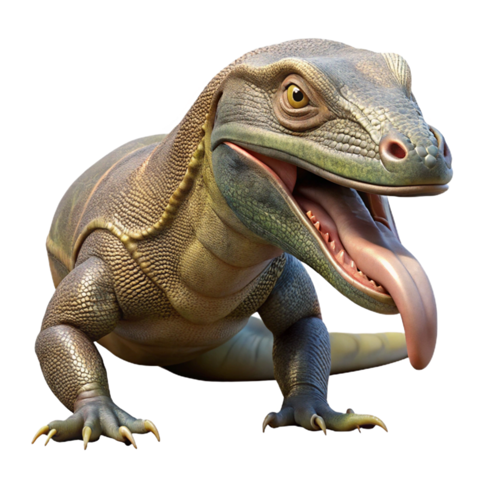 magnificent creative Komodo Dragon Flicking Tongue Transparent Background genuine png