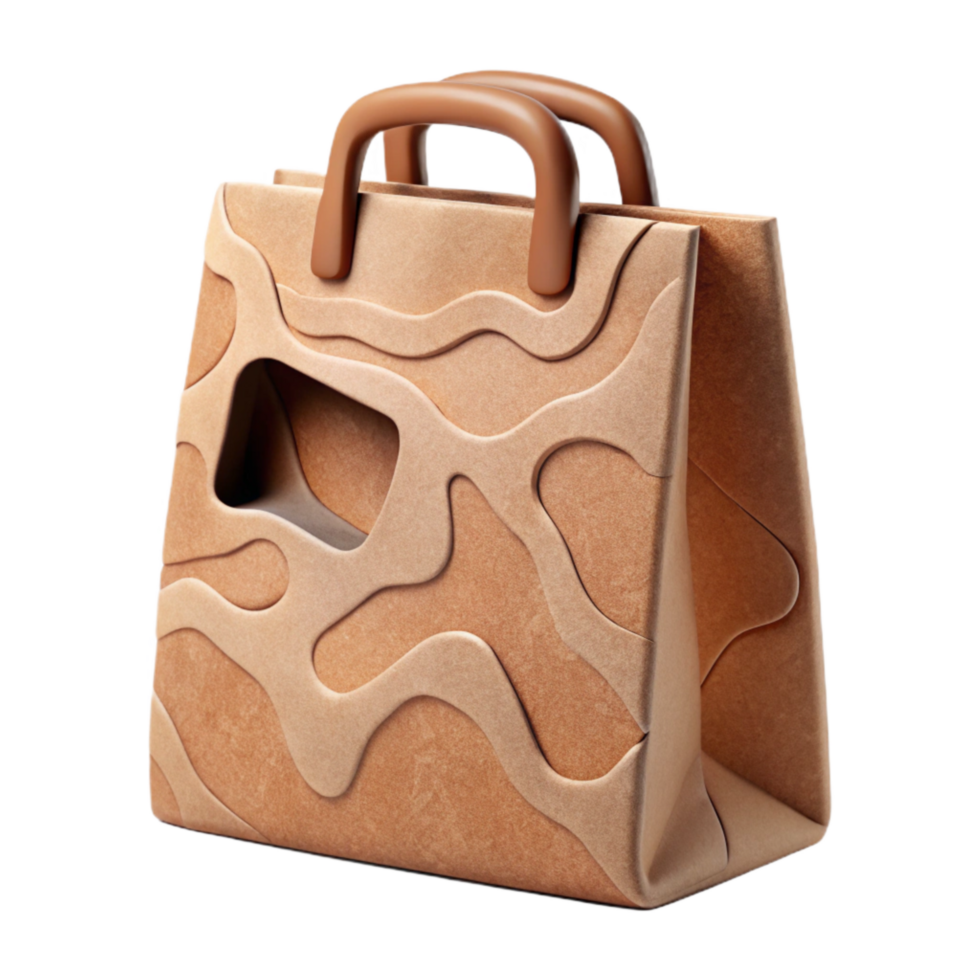 vibrant artistic Kraft Paper Bag with Handle Cutout Transparent Background detailed png