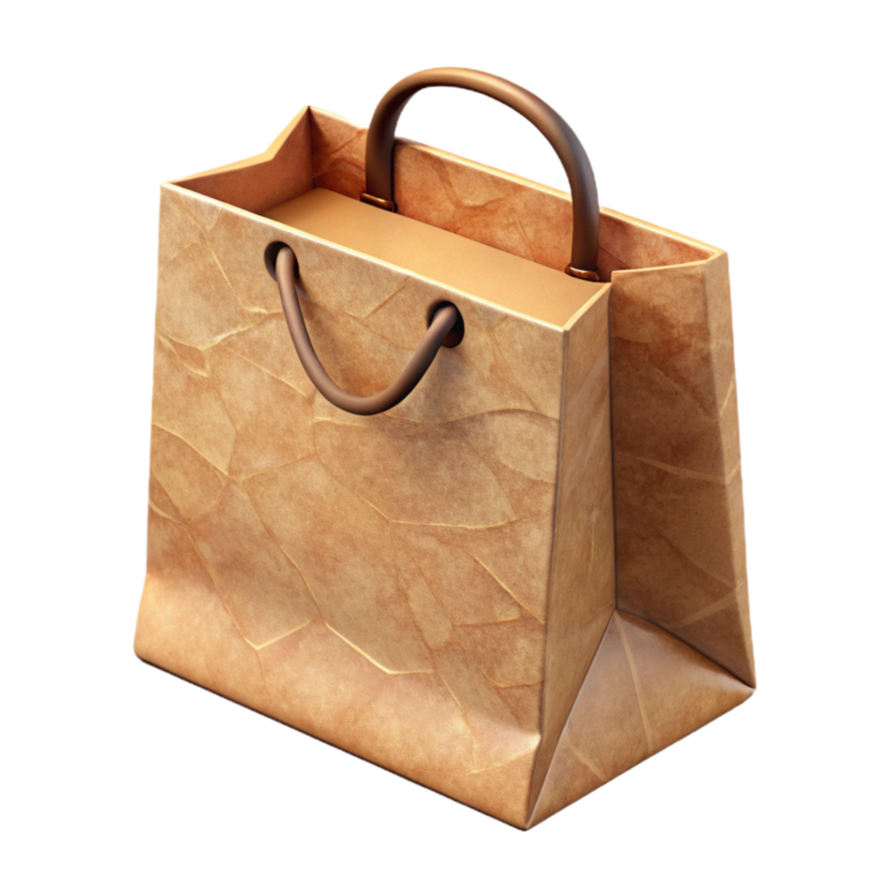 stunning minimalist Kraft Paper Bag with Handle Cutout Transparent Background png
