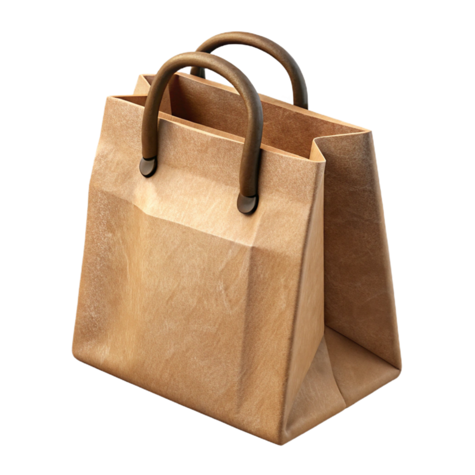 impressive classic Kraft Paper Bag with Handle Cutout Transparent Background premium png