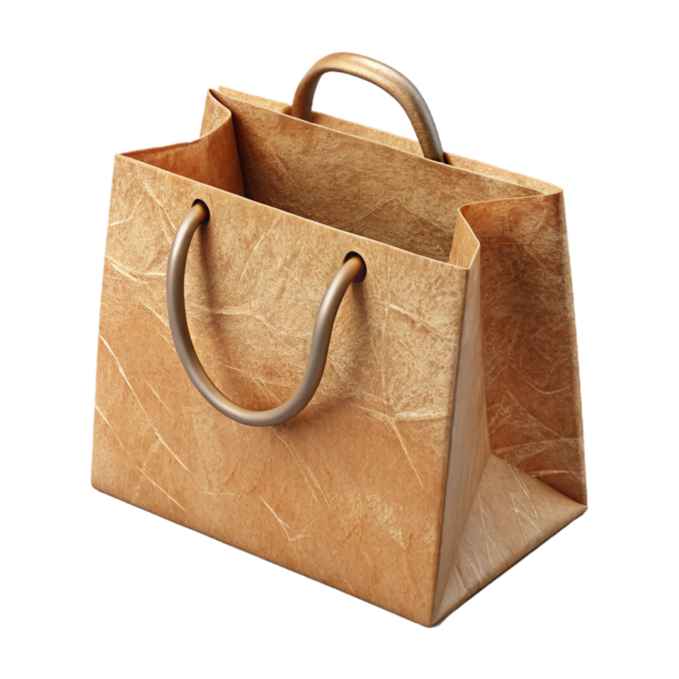 dramatic modern Kraft Paper Shopping Bag with Handles Isolated png