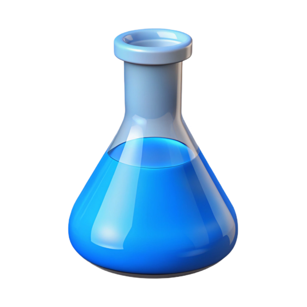 serene classic Laboratory Beaker with Blue Liquid professional png