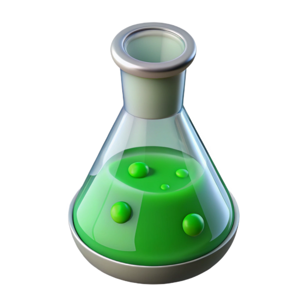 elegant vintage Laboratory Beaker with Green Liquid Cutout on Transparent Background high quality png