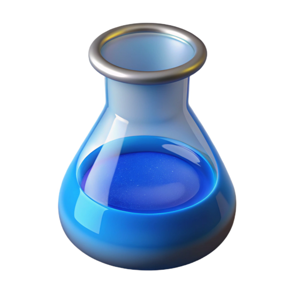 dramatic abstract Laboratory Beaker with Blue Liquid genuine png