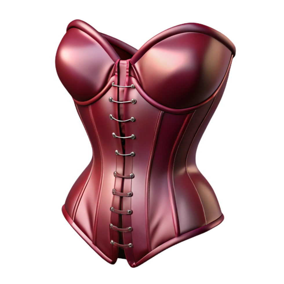 serene contemporary Lace Up Corset Burgundy Satin Isolated Element png