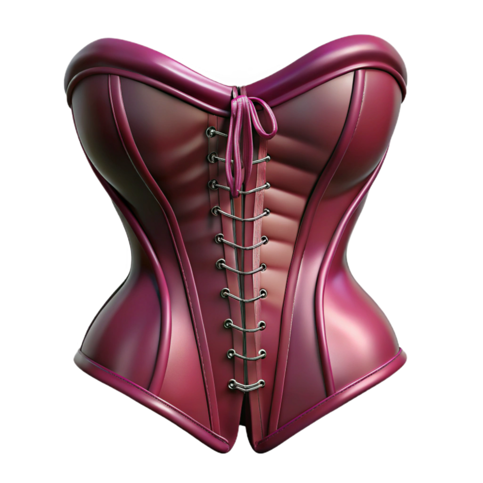wonderful abstract Lace Up Corset Burgundy Satin Isolated Element detailed png