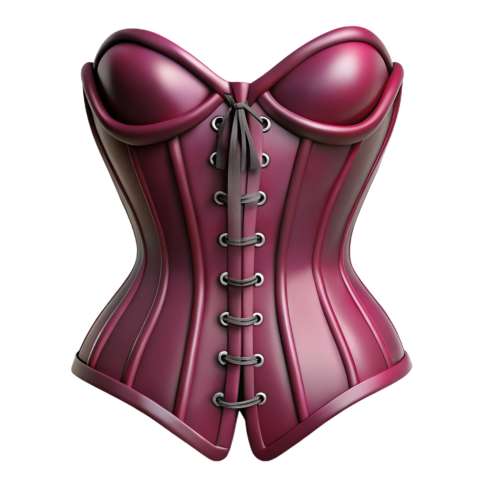 magnificent minimalist Lace Up Corset Burgundy Satin Isolated Element high quality png