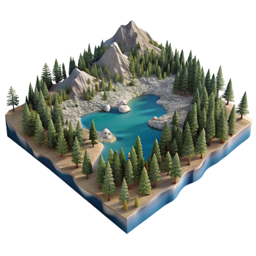 dramatic rustic Lake Tahoe Aerial View Pine Forests Cutout authentic png