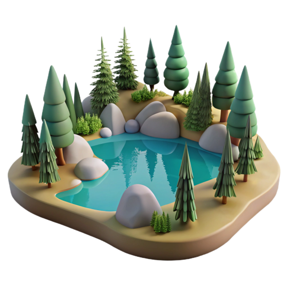 dramatic traditional Lake with Trees Cutout Calm Water png