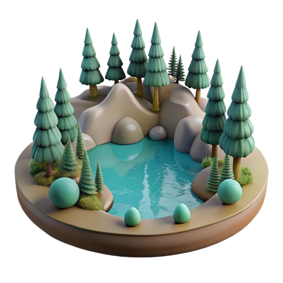 serene modern Lake with Trees Cutout Calm Water exclusive png