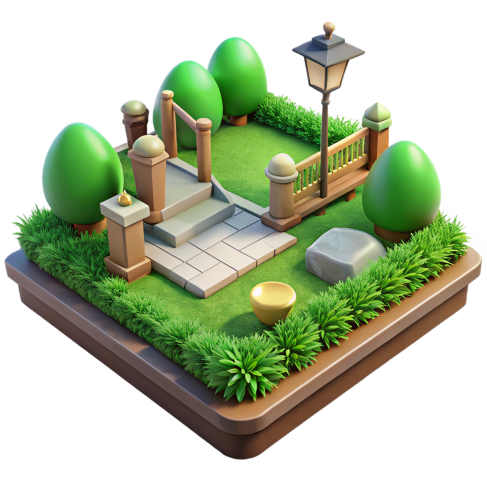 serene traditional Landscaped Yard Green Lawn Transparent Background genuine png