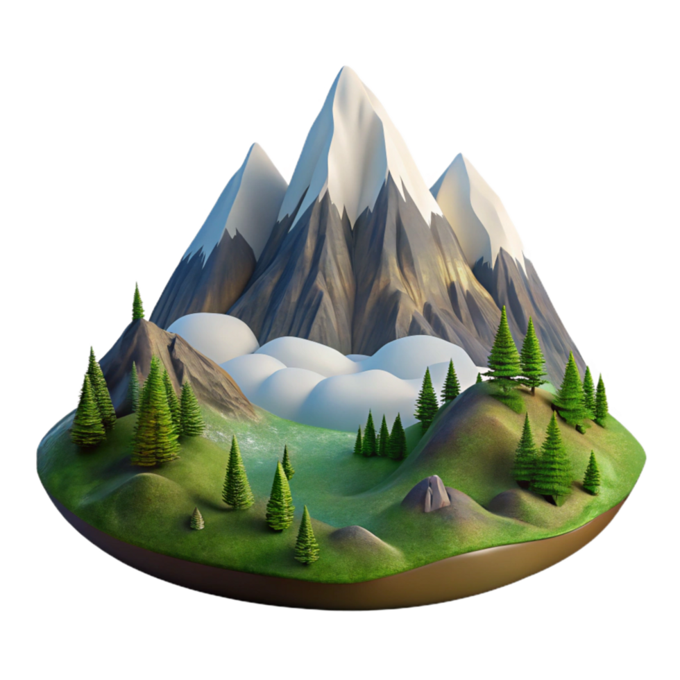 wonderful minimalist Landscape Photography Mountain Scene Panoramic View Transparent Background detailed png