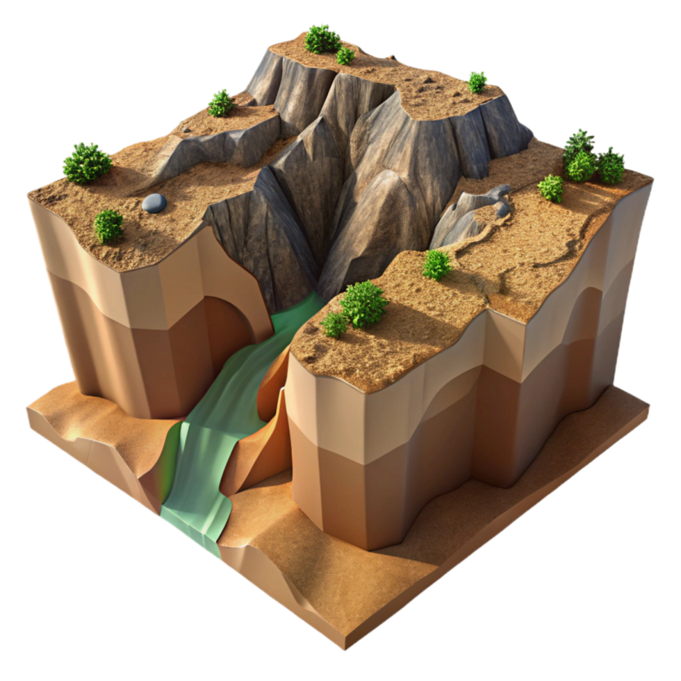 serene traditional Landslide Rocky Terrain Sliding Down Cutout png