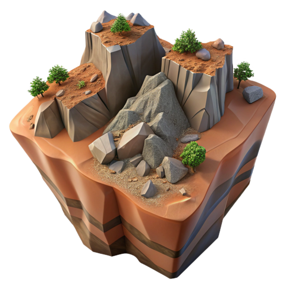 impressive contemporary Landslide Rocky Terrain Sliding Down Cutout premium png