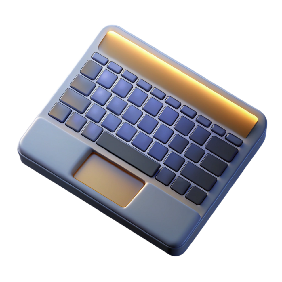 stunning artistic Laptop Keyboard Top View with Backlit Keys Cutout on Transparent Background png