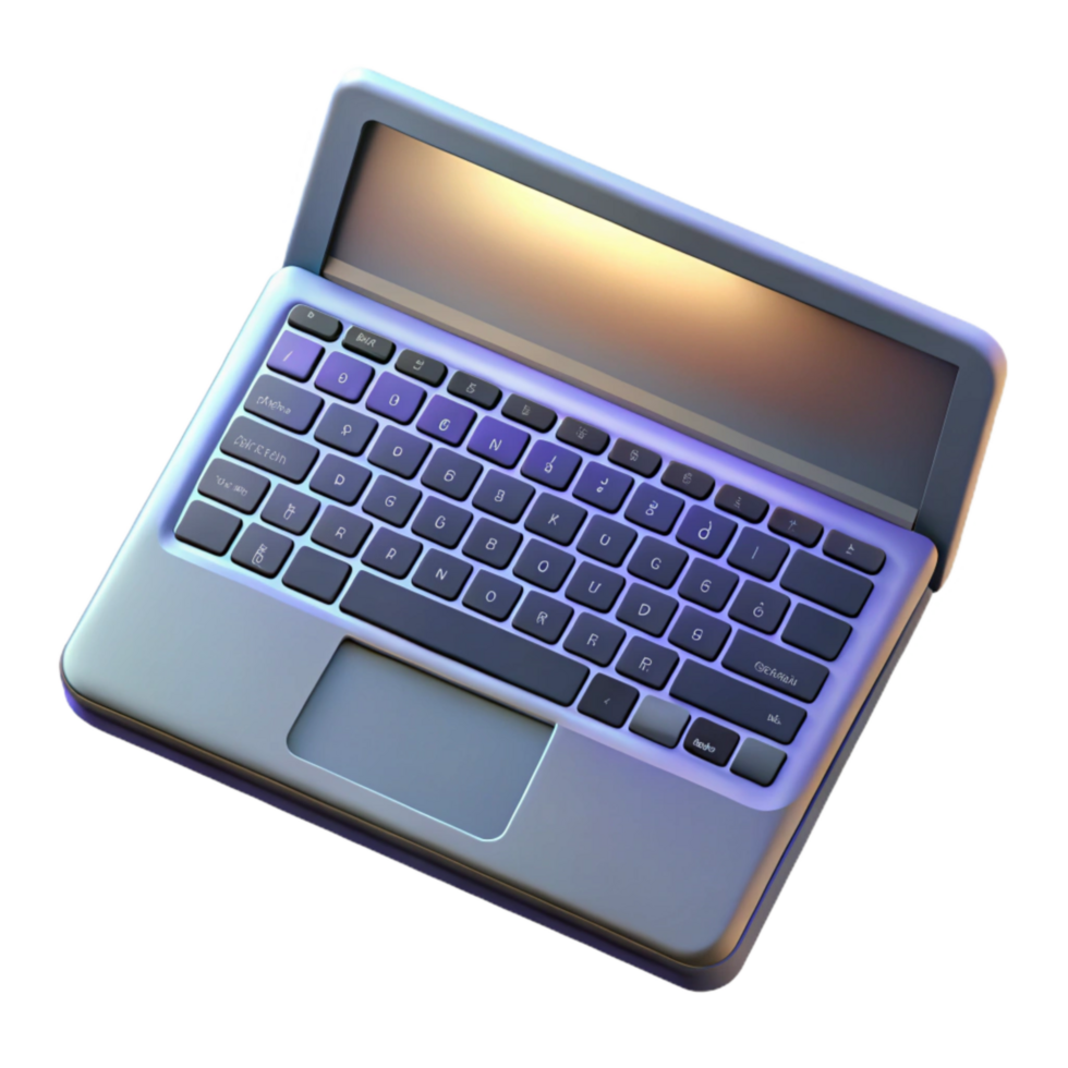 stunning creative Laptop Keyboard Top View with Backlit Keys Cutout on Transparent Background exclusive png