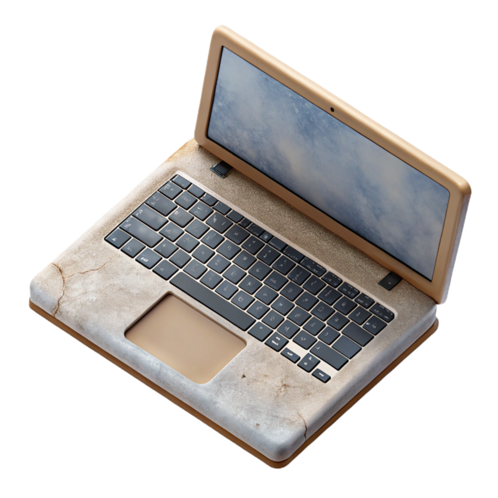 extraordinary classic Laptop Computer Top View Isolated on White Background high resolution png