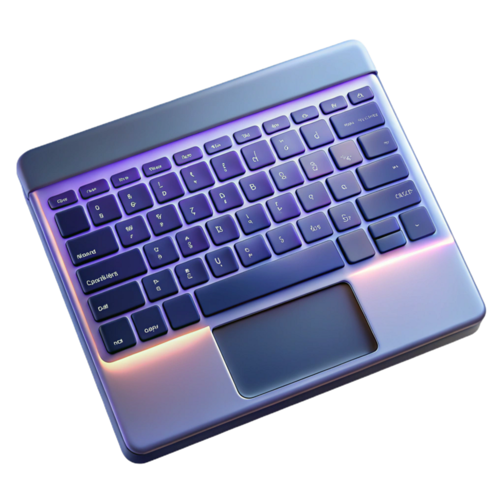 beautiful artistic Laptop Keyboard Top View with Backlit Keys Cutout on Transparent Background high resolution png