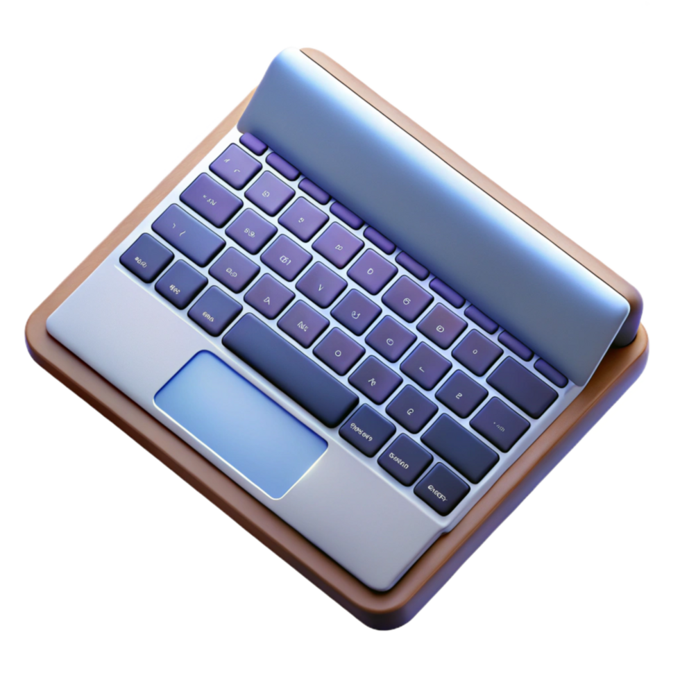 elegant modern Laptop Keyboard Top View with Backlit Keys Cutout on Transparent Background genuine png