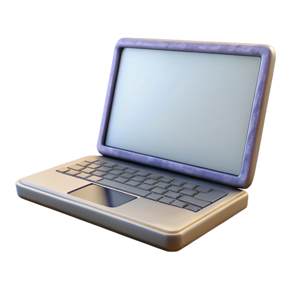 serene modern Laptop with Blank Screen Isolated Cutout png