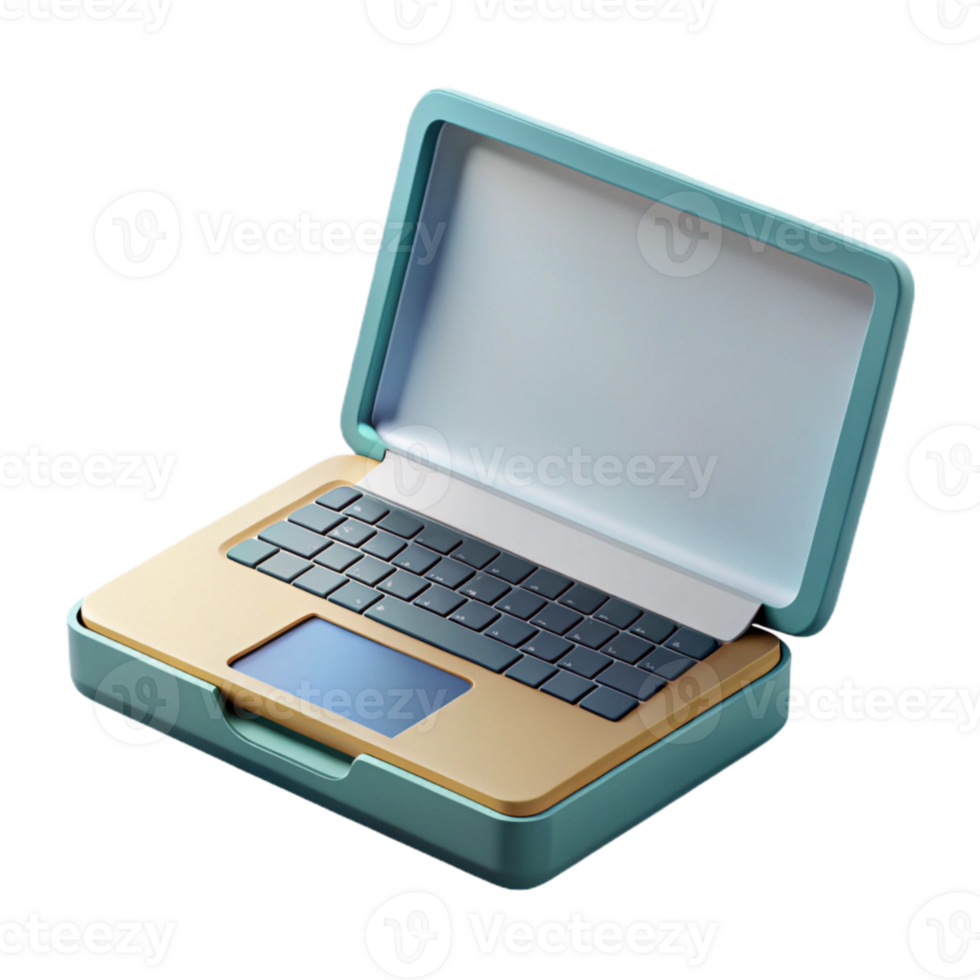 extraordinary traditional Laptop with Open Lid Showing Blank Screen Cutout high resolution png