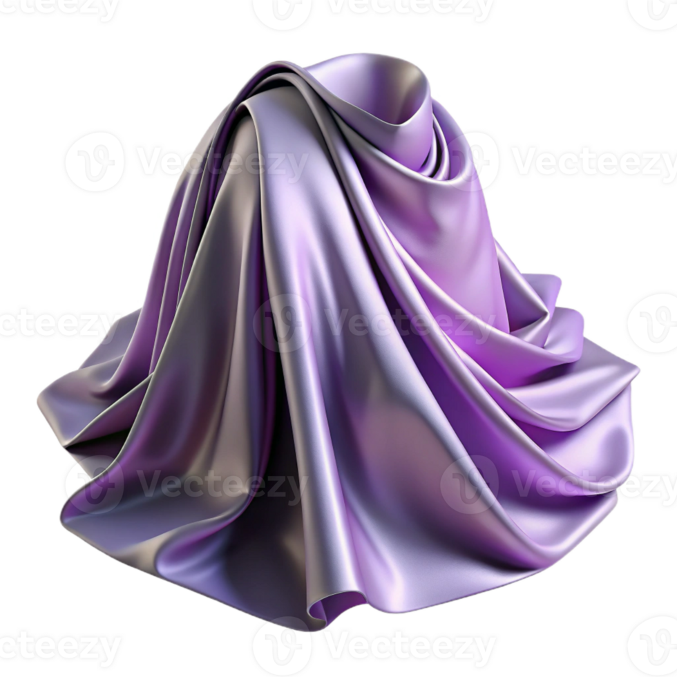 stunning artistic Lavender Satin Fabric Draped Side View Transparent Background high quality png