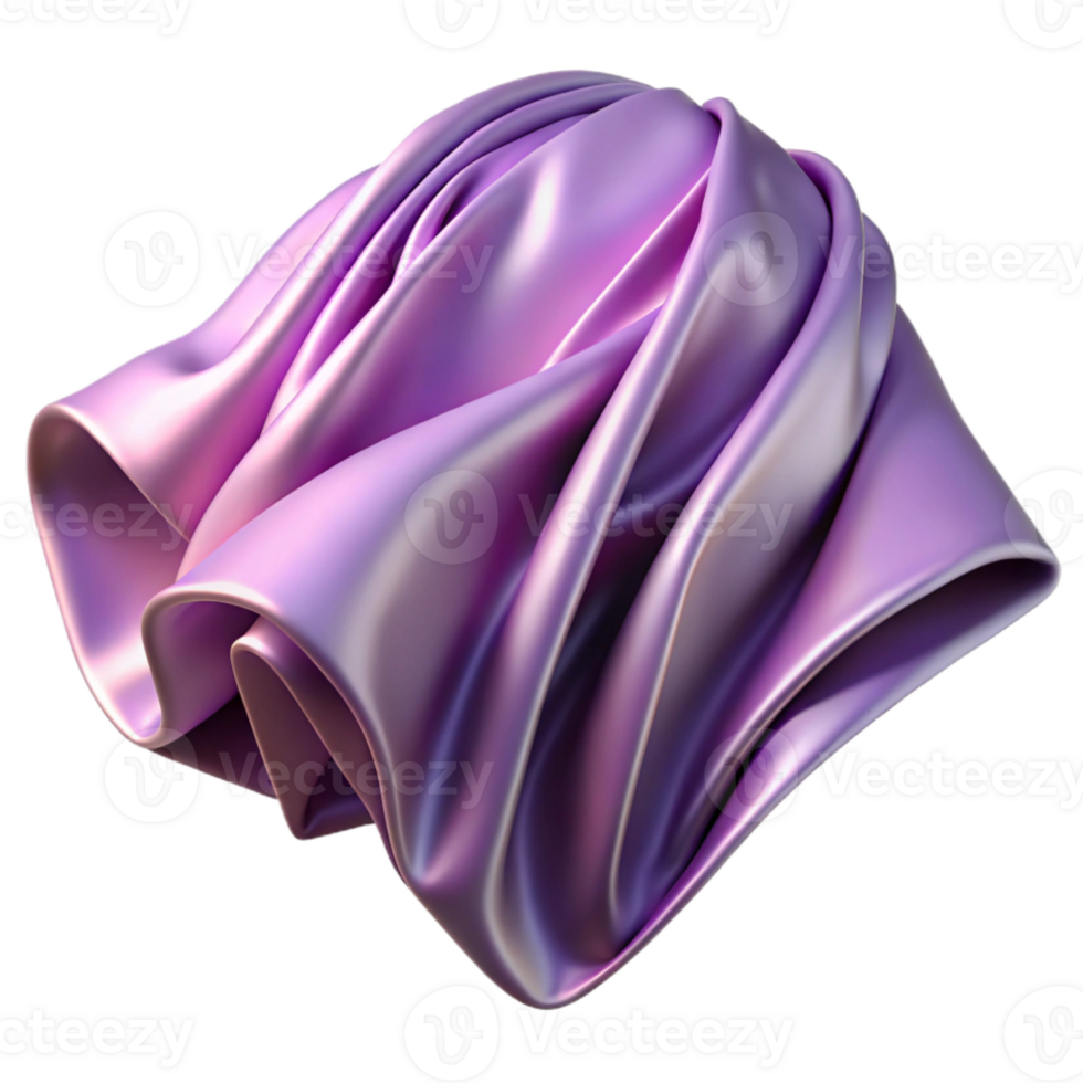 serene modern Lavender Satin Fabric Folded Front View Transparent Background png