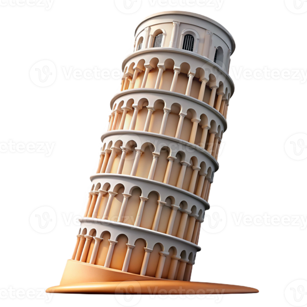 elegant minimalist Leaning Tower of Pisa Isolated Element professional png