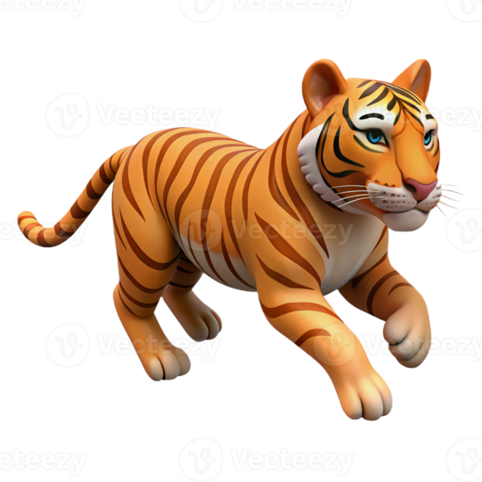 extraordinary contemporary Leaping Tiger Side View high quality png