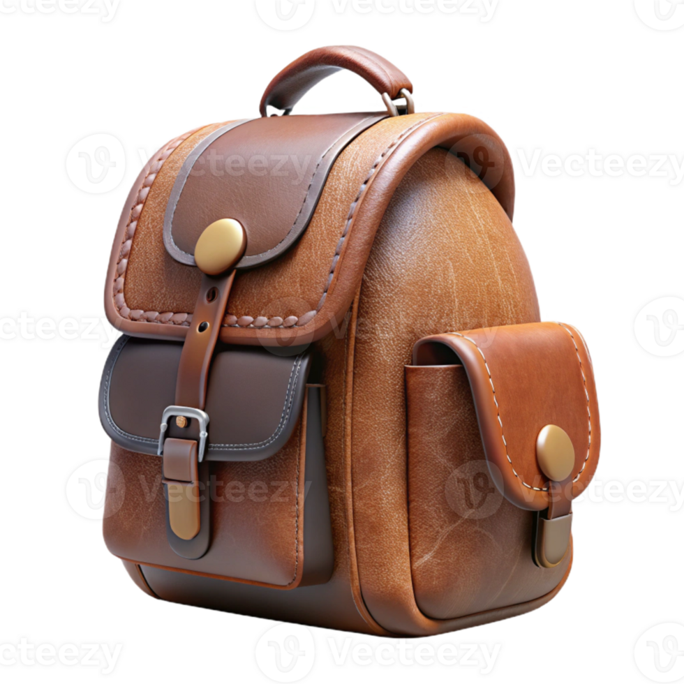 elegant traditional Leather Backpack Side View Cutout png
