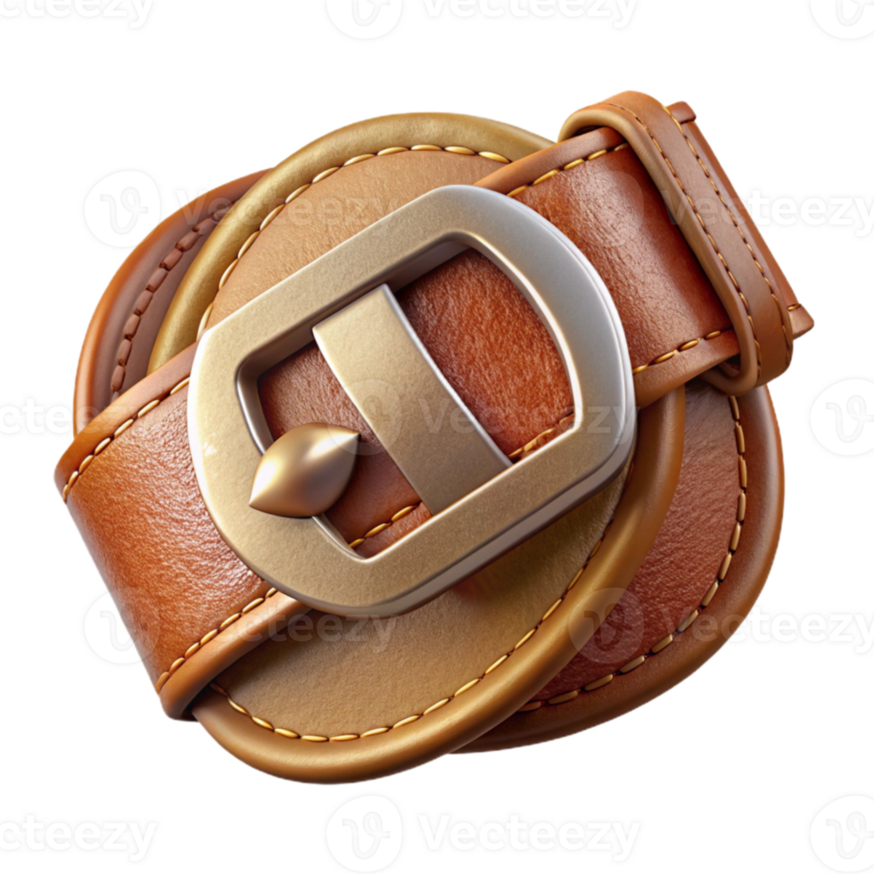 dramatic artistic Leather Belt Buckle Engraved Cutout Isolated detailed png