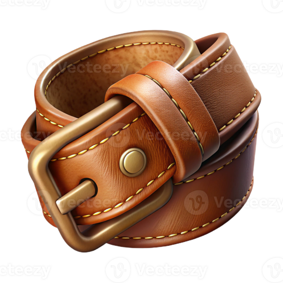 elegant rustic Leather Belt with Buckle Closure Isolated high resolution png