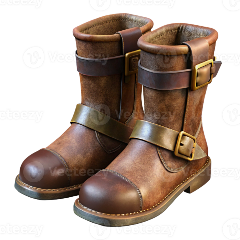 wonderful abstract Leather Boots Knee High Brown Isolated Element high quality png