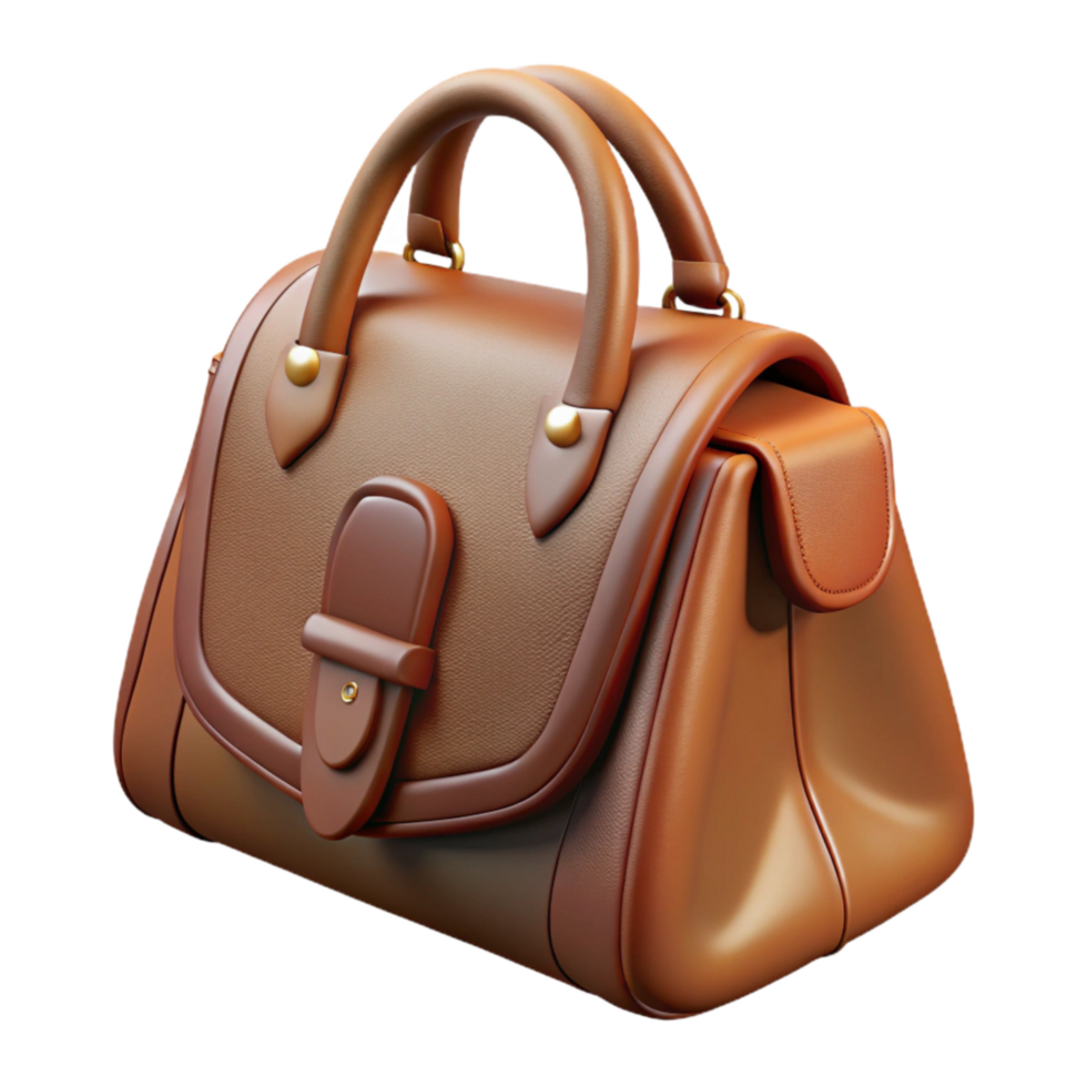 stunning creative Leather Handbag Brown Isolated on Transparent Background exclusive png