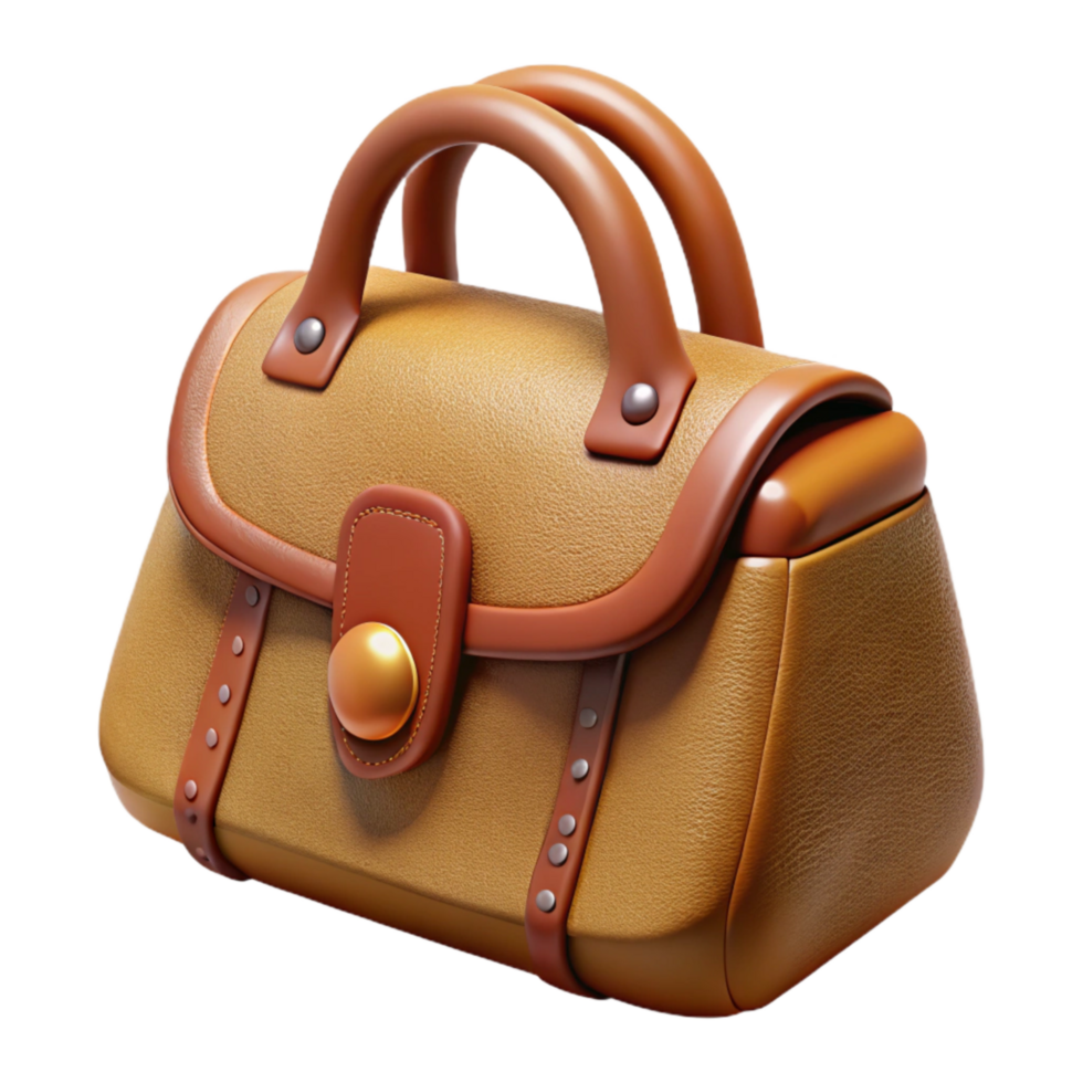 stunning rustic Leather Handbag Brown Isolated on Transparent Background genuine png
