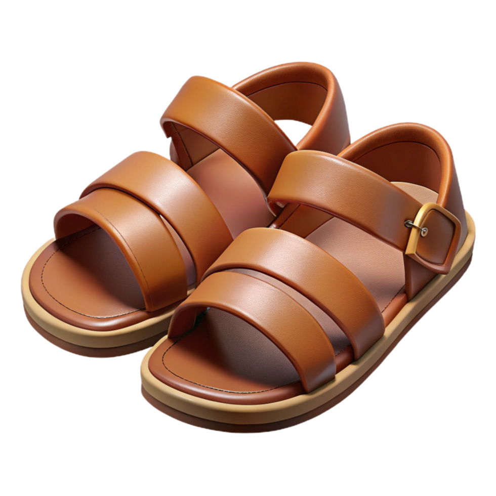 dramatic rustic Leather Sandals Brown Isolated Element genuine png