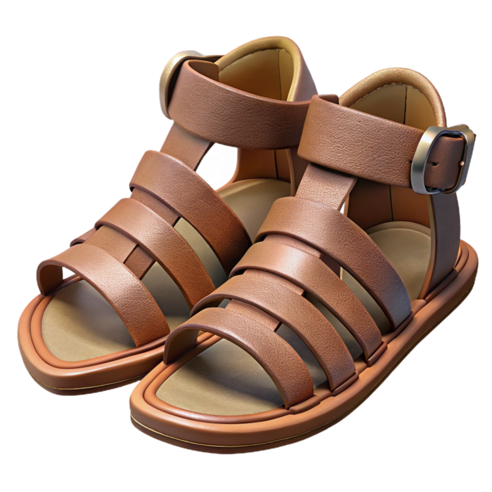 impressive classic Leather Sandals Gladiator Style Brown Isolated Element exclusive png
