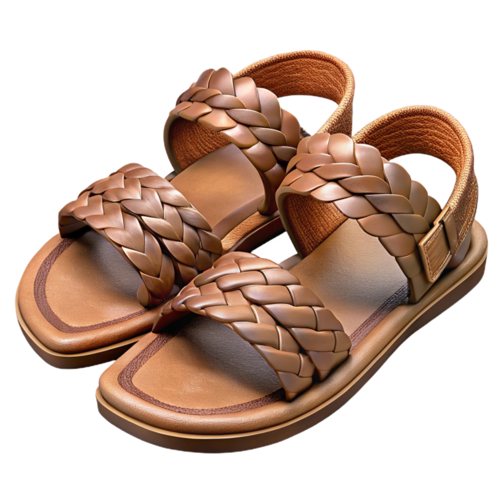 wonderful creative Leather Sandals with Braided Straps Isolated genuine png