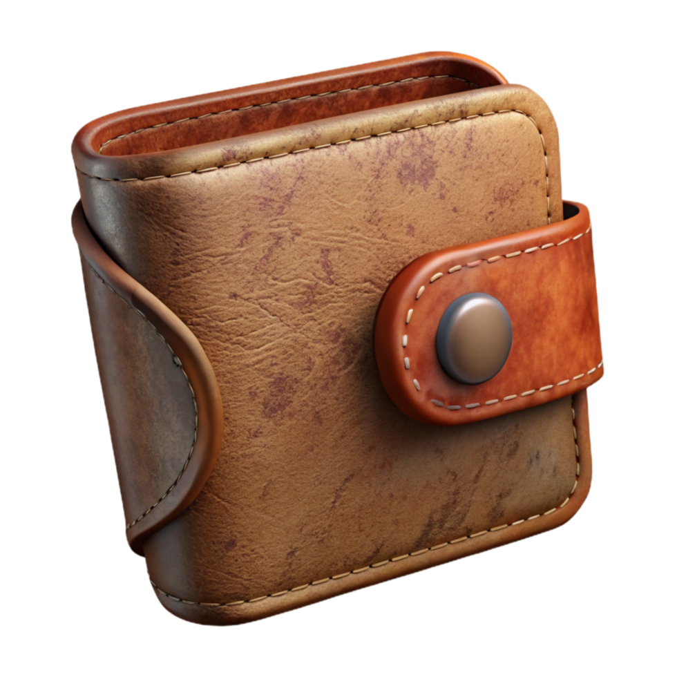 serene abstract Leather Wallet Brown Transparent Background Cutout detailed png