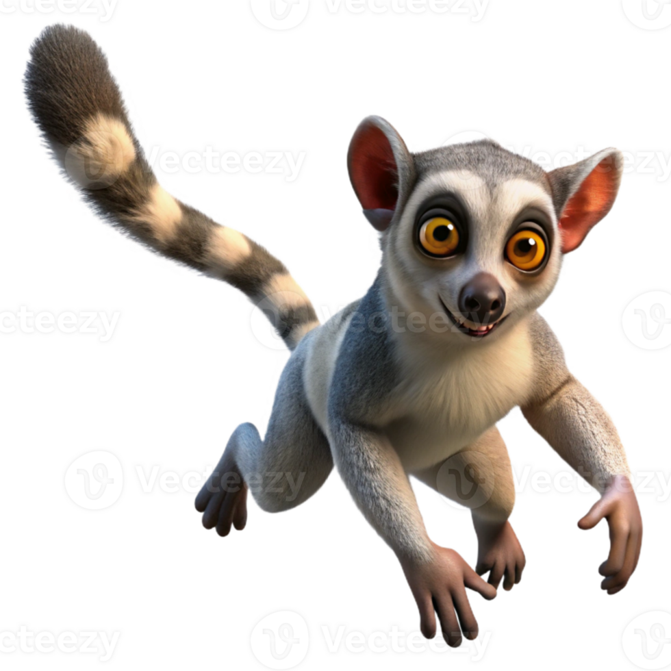 magnificent artistic Lemur Leaping Between Branches Isolated premium png